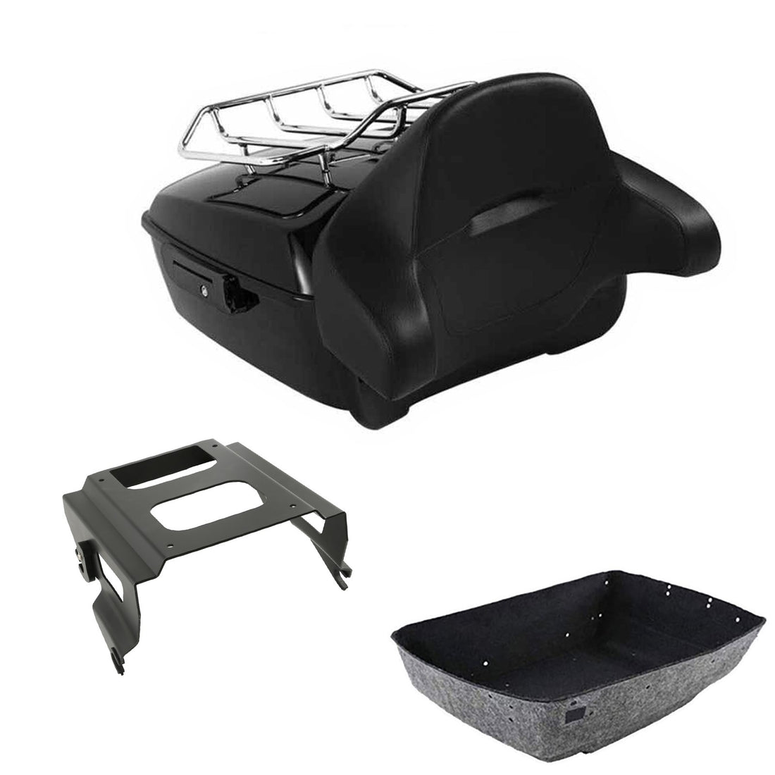 King Trunk Luggage Backrest Pad Solo Mount Rack Fit For Harley Touring 2009-2013