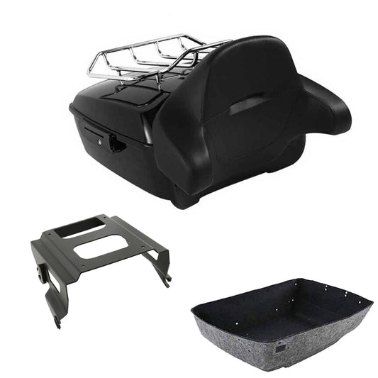 King Trunk Luggage Backrest Pad Solo Mount Rack Fit For Harley Touring 2009-2013