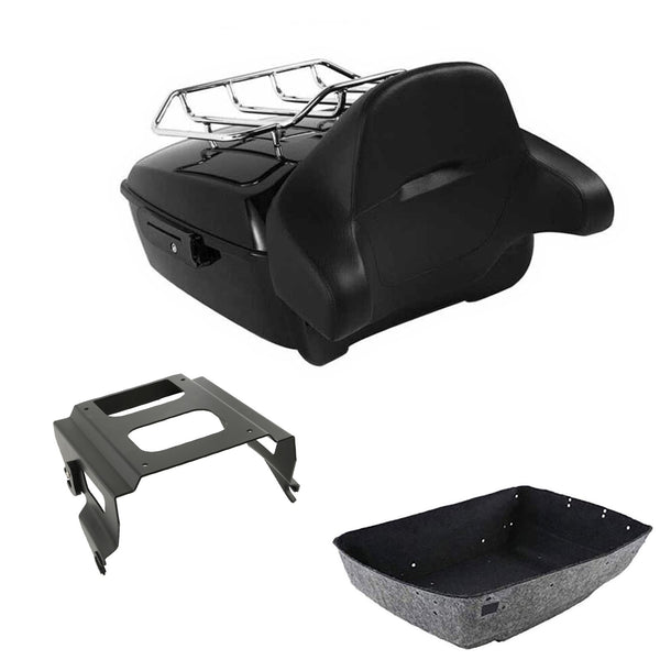 King Trunk Luggage Backrest Pad Solo Mount Rack Fit For Harley Touring 2009-2013