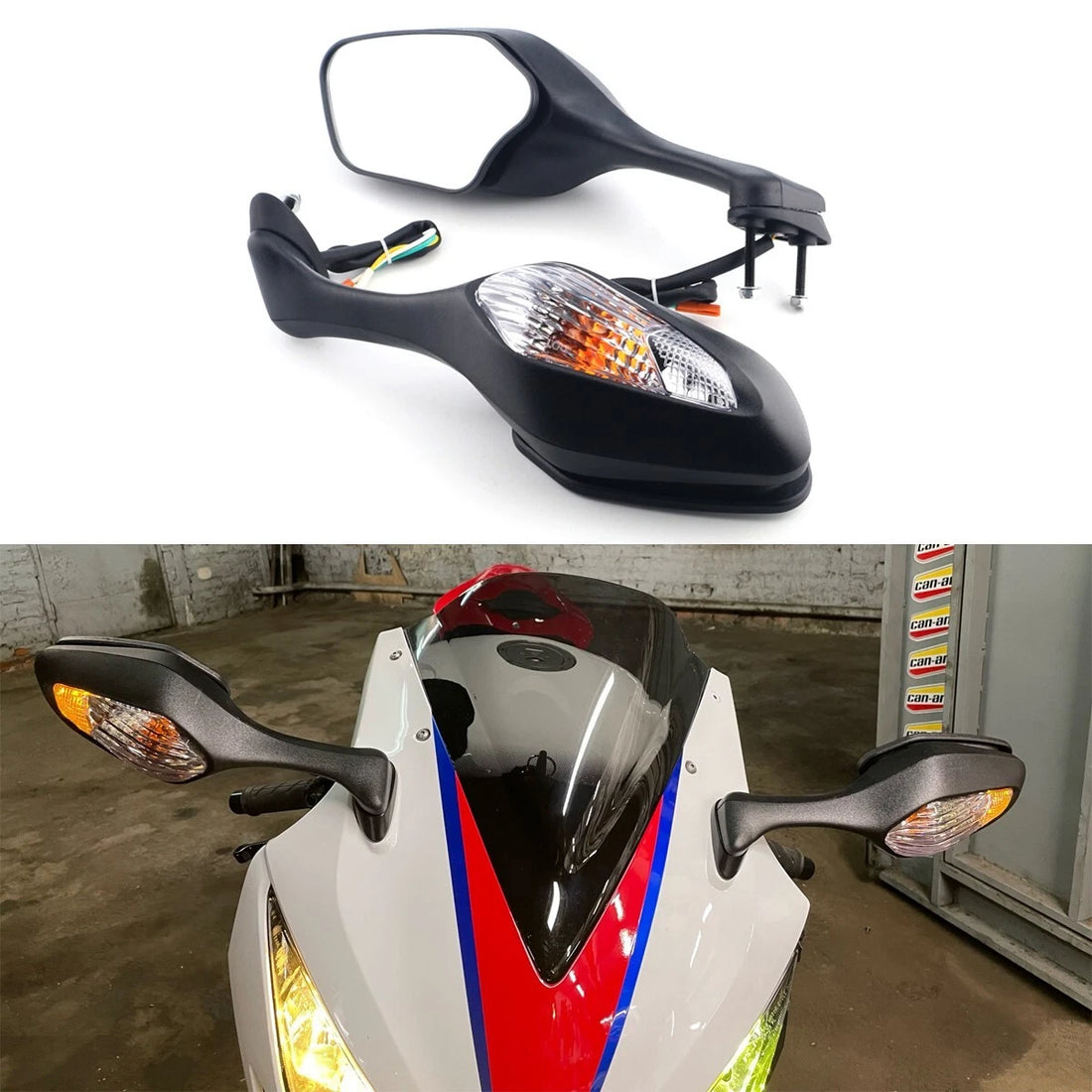 Rearview Mirrors With Turn Signals LED For Honda VFR1200 2010 2011 2012 Black