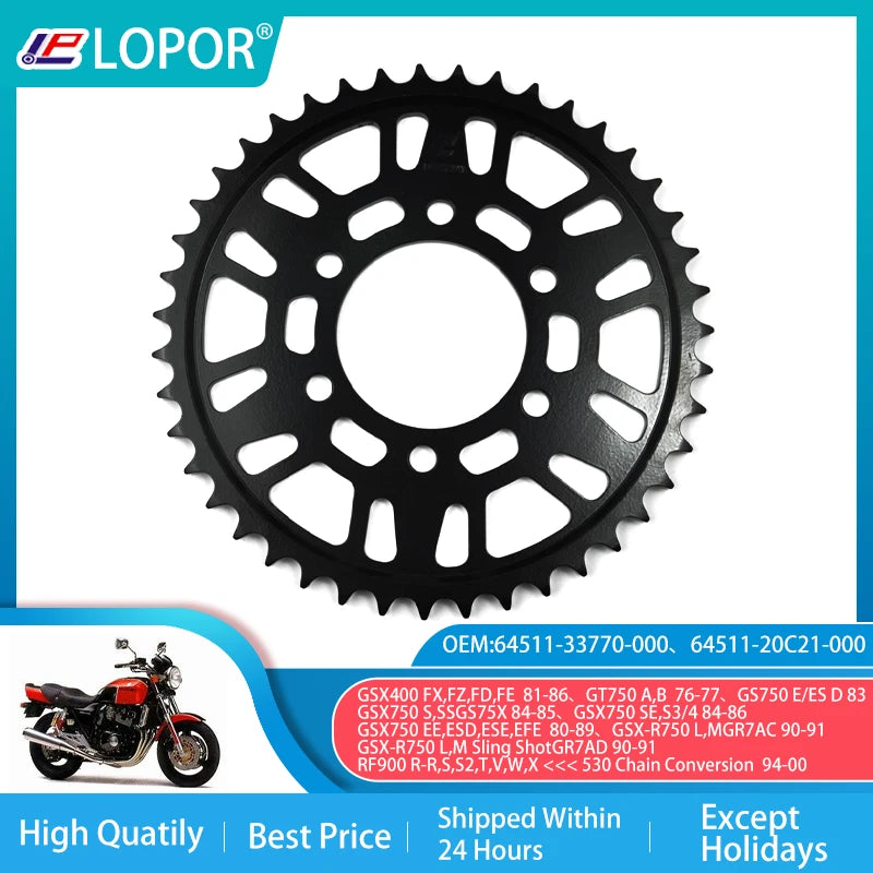 530-43T Motorcycle Rear Sprocket For Suzuki GSX400 81-86 GT750 GS GSX-R RF