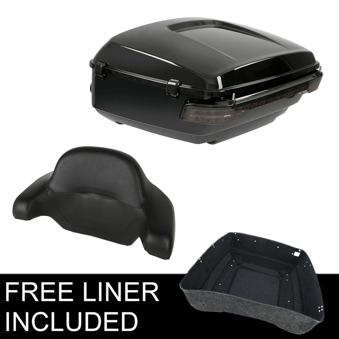 Black King Trunk Pad LED Tail Light Fit For Harley Touring Street Glide 14-26 25