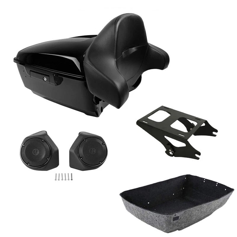 King Trunk Mount Rack Speakers Backrest Fit For Harley Touring models 2014-2026