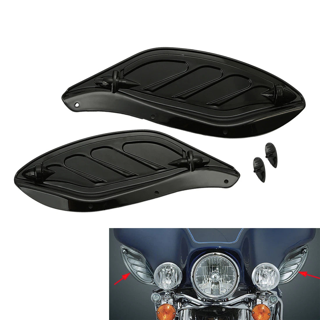 Black Fairing Adjustable Side Wings Air Deflector For Harley Touring 1996-2013