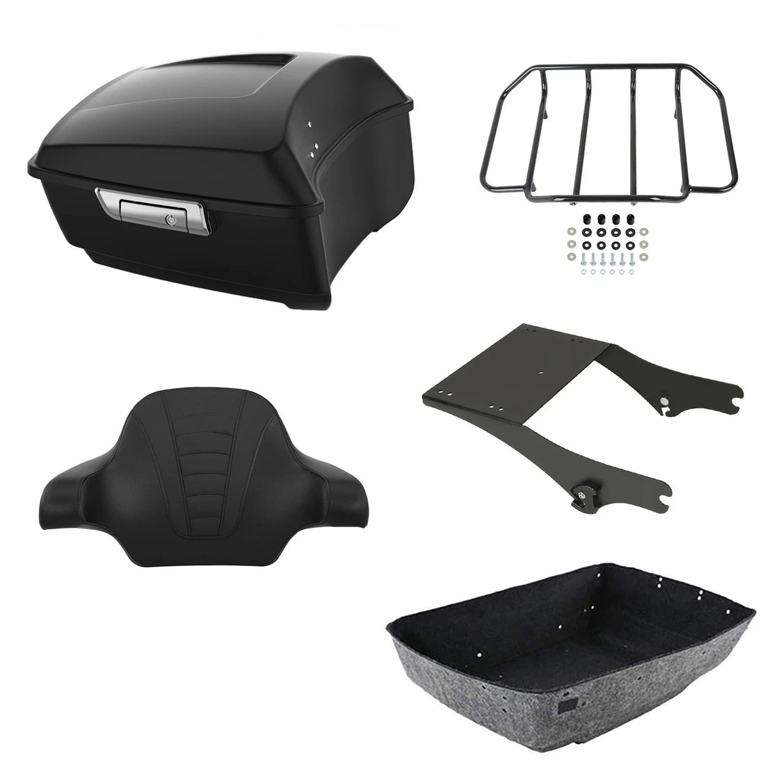 Matte Black King Trunk Backrest 2-Up Mount Rack Fit For Harley Touring 1997-2008