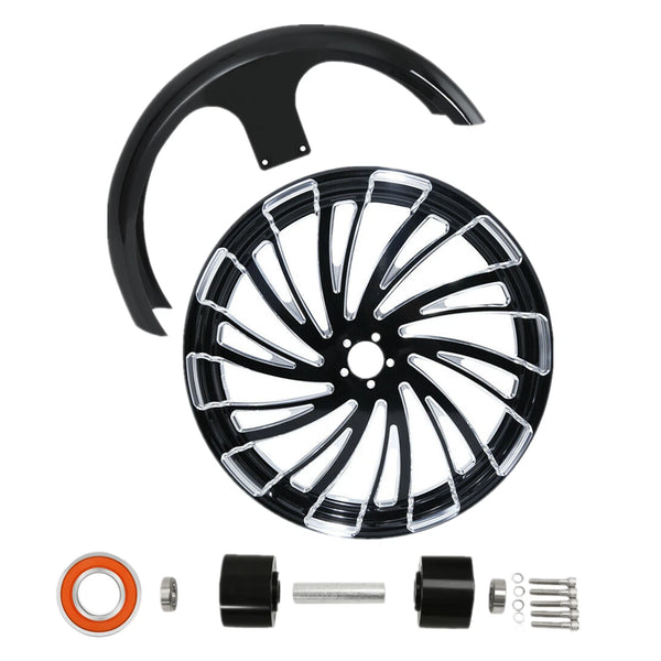 26'' Front Wheel Rim Dual Disc Hub Fender Fit For Harley Street Glide 97-13 ABS