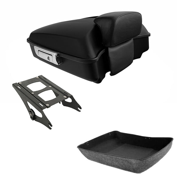 Matte Black Chopped Trunk Pad Two Up Mount Rack Fit For Harley Touring 2014-2026