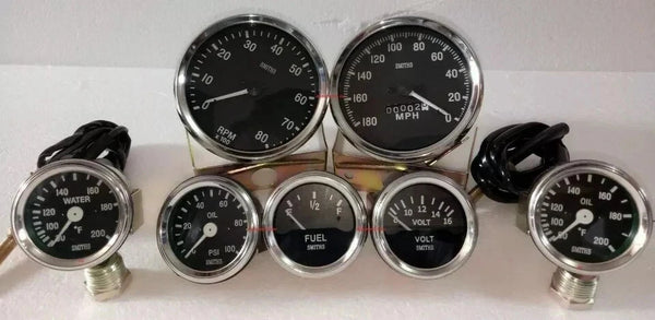 Smiths Temp F+ Oil temp F+ Oil + Fuel + Volt Gauge+ Speedo+Tacho 100mm