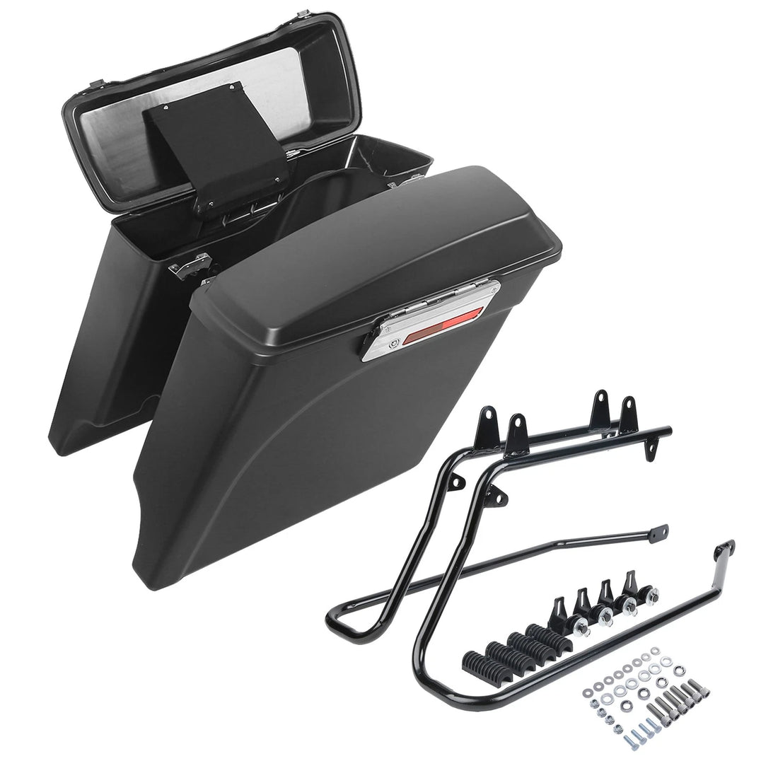 Matte 5" Stretched Saddlebags & Bracket Fit For Harley Softail Heritage 84-17