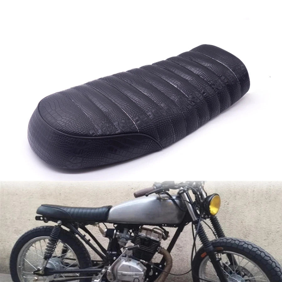 Black Flat Brat Saddle Serpentine Vintage Cafe Racer Seat For Honda CB350 CB400