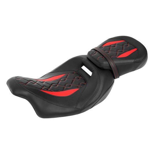 Driver Rider Passenger Seat Fit For Harley Touring Street Glide 09-23 Black+Red