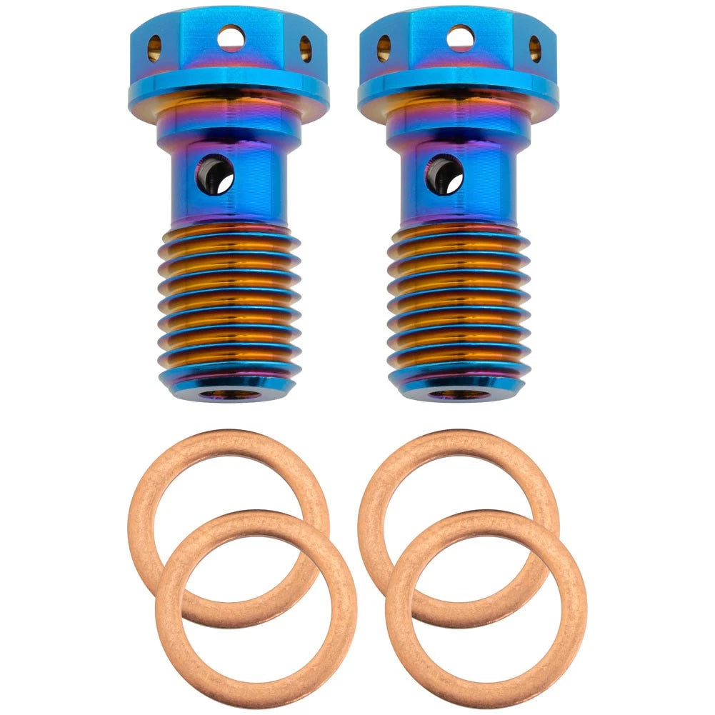 Tusk Titanium Banjo Bolt Kit Burnt Blue M10x1.25 For Kawasaki KX250