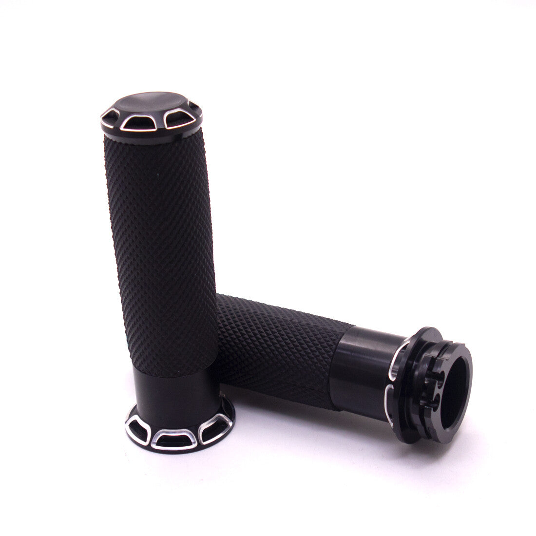 1"25mm Black CNC Edge Cut HandleBar Hand Grips For Harley Sportster XL883 1200