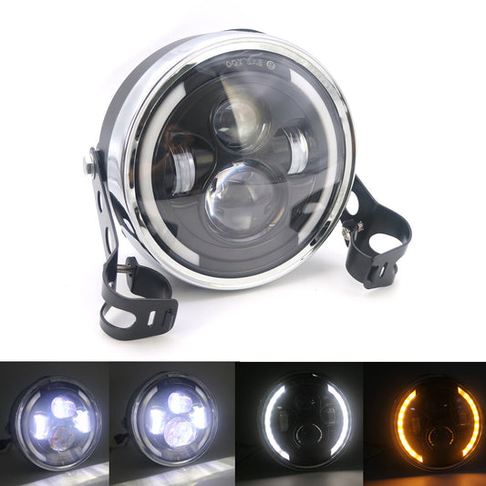 Black 7'' LED Round Headlight With 28-43mm Fork Tubes Bracket For CB400 GN125