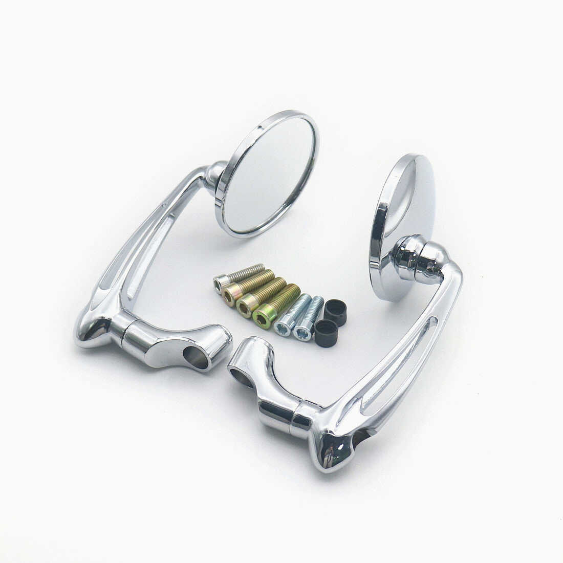 Chrome Retro L-bar Round Rearview Side Mirror For Honda GN125 Cafe Racer Custom