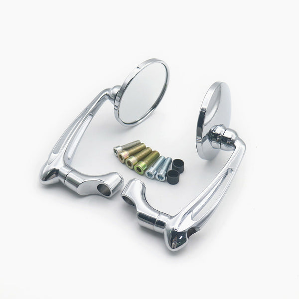 Chrome Retro L-bar Round Rearview Side Mirror For Honda GN125 Cafe Racer Custom