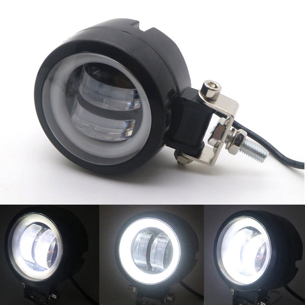 New Black Round LED White Angel Eye Halo Ring Passing Spot Fog Light For Honda