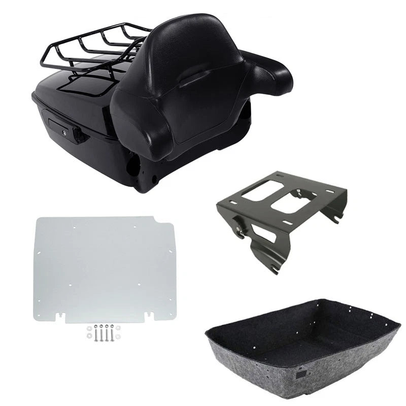 King Trunk Backrest Solo Mount Rack Plate Fit For Harley Electra Glide 2014-2026