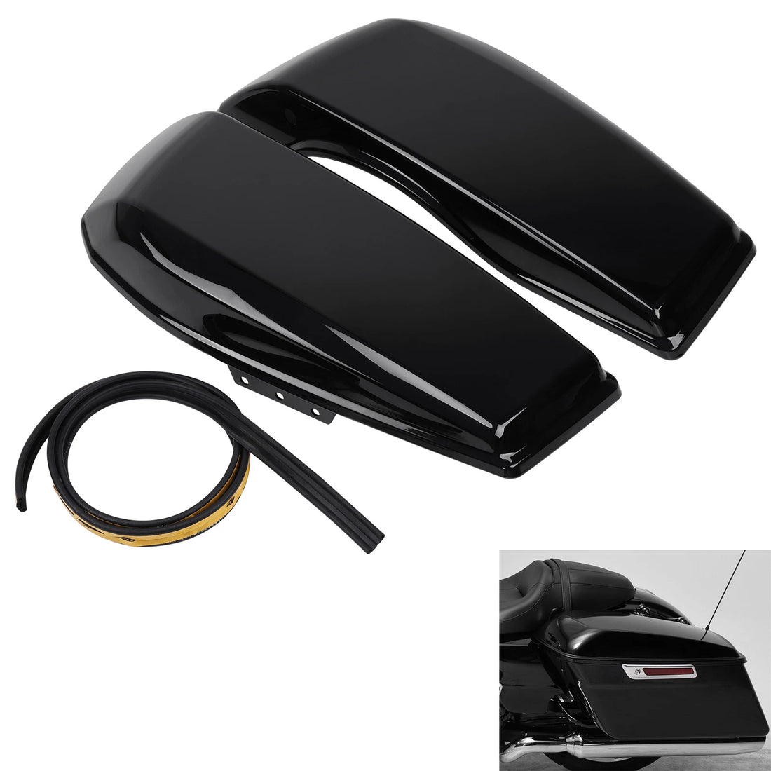 Vivid Black Hard Saddlebag Lids Fit For Harley Cvo Street Road Glide 2023-2026