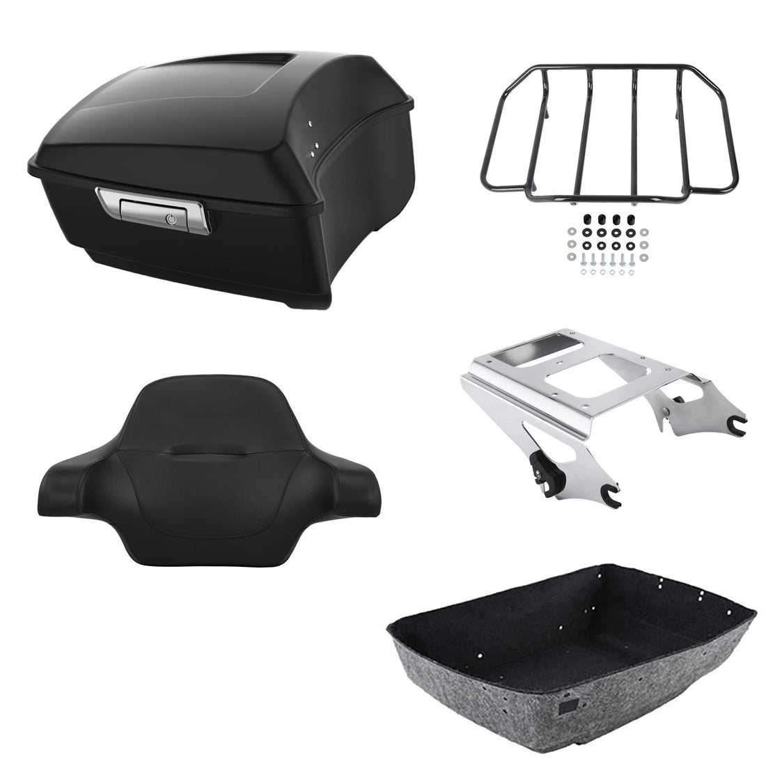 Matte Black King Trunk Backrest Pad Rack Mount Fit For Harley Road Glide '09-13