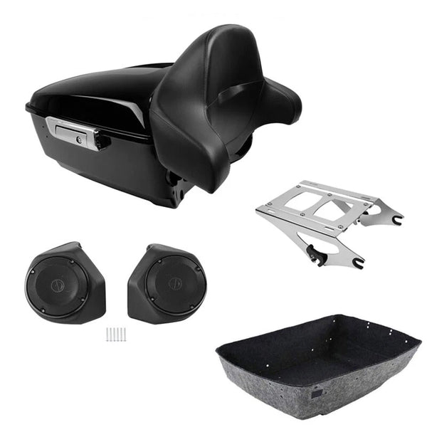 King Trunk Backrest Pad Speakers Mount Rack Fit For Harley Touring Glide 14-2026