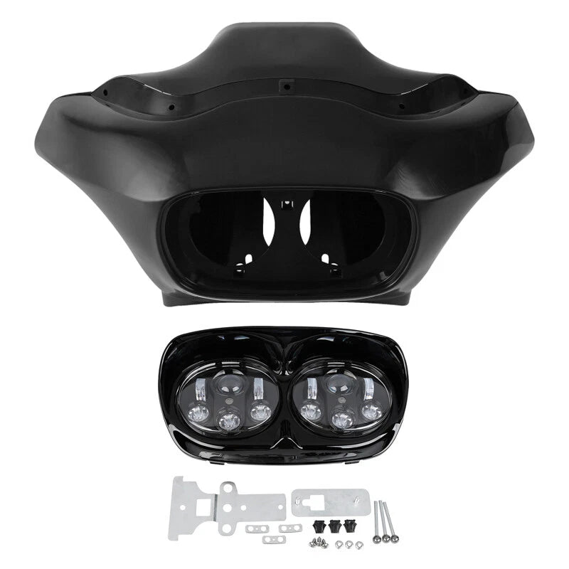 Unpainted Inner Outer Fairings & LED Headlight Fit For Harley Road Glide 98-2013