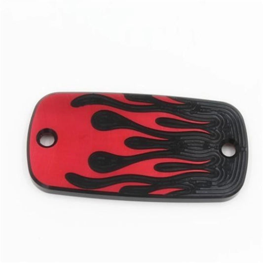 Universal Red Flame Front Brake Fluid Cap For Chopper Cruiser Touring Motorcycle