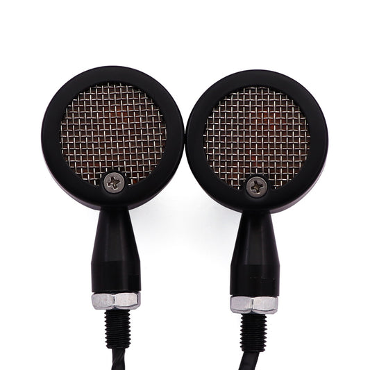 Universal Motorcycle Metal Bullet Retro Grill Turn Signal Amber Indicator Light