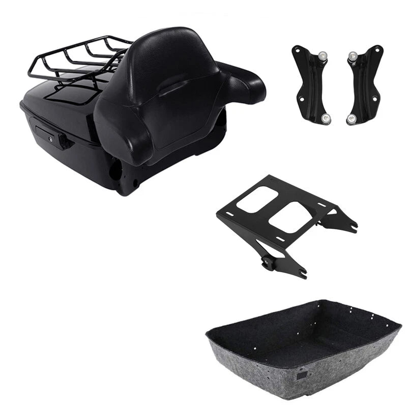 Black King Trunk Pad Mount Rack Docking Kit Fit For Harley Cvo Road Glide 14-26