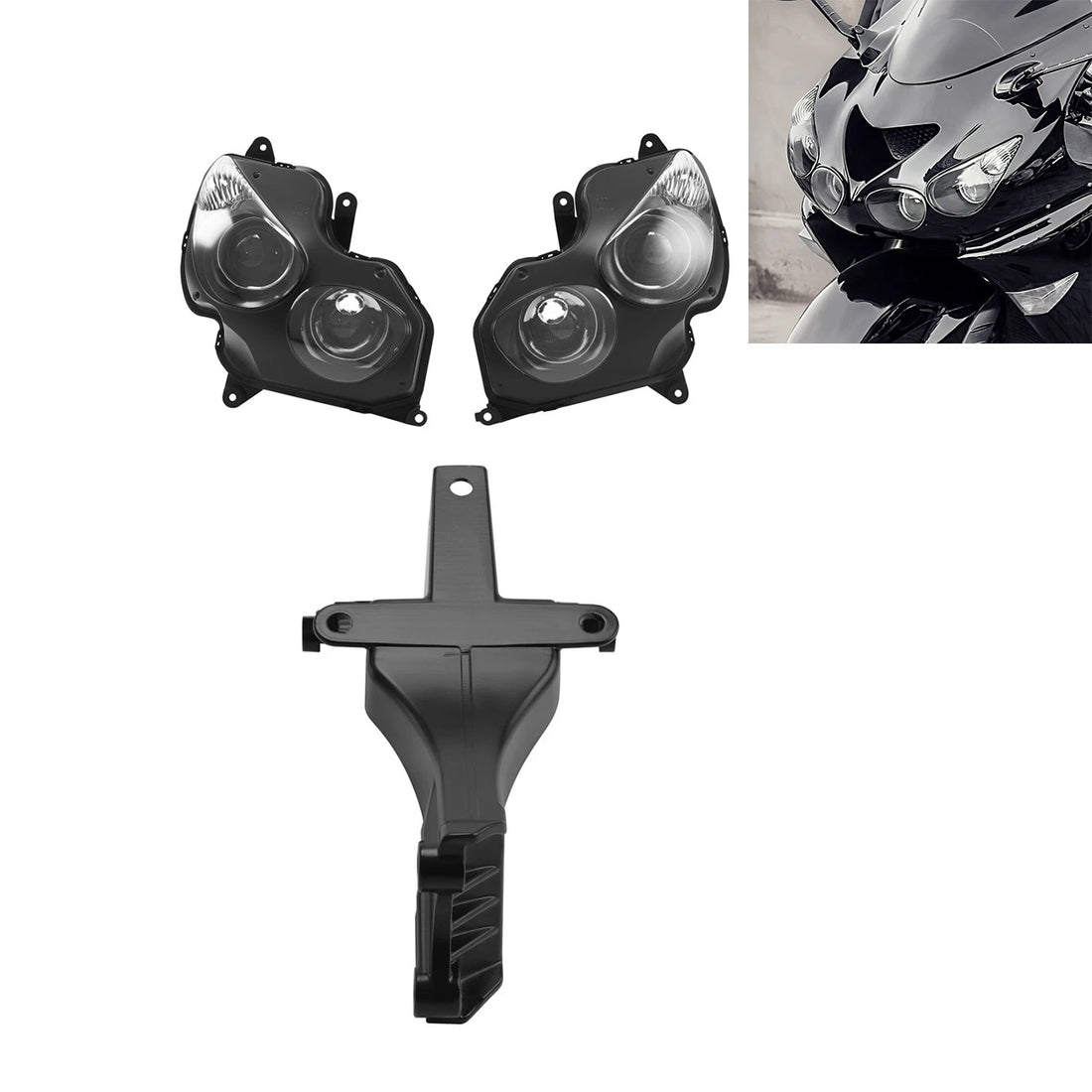 Front Headlight w/ Upper Stay Fairing Bracket Fit For Kawasaki Ninja ZX14R 06-11