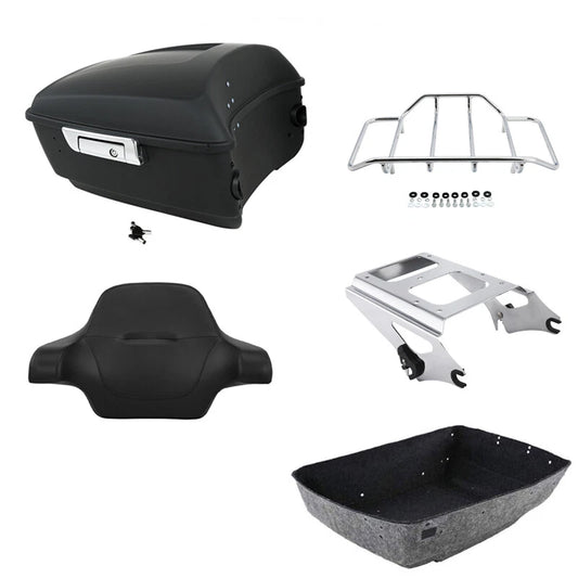 Matte King Trunk Backrest Rack Mount Fit For Harley Road King Glide 2009-13