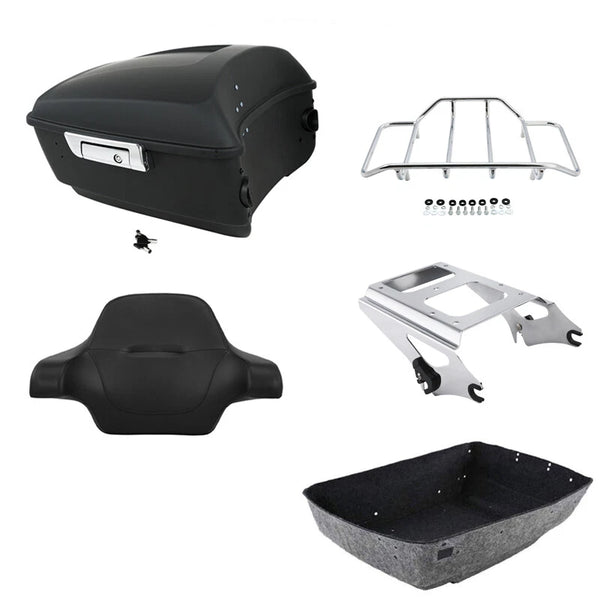 Matte King Trunk Backrest Rack Mount Fit For Harley Road King Glide 2009-13