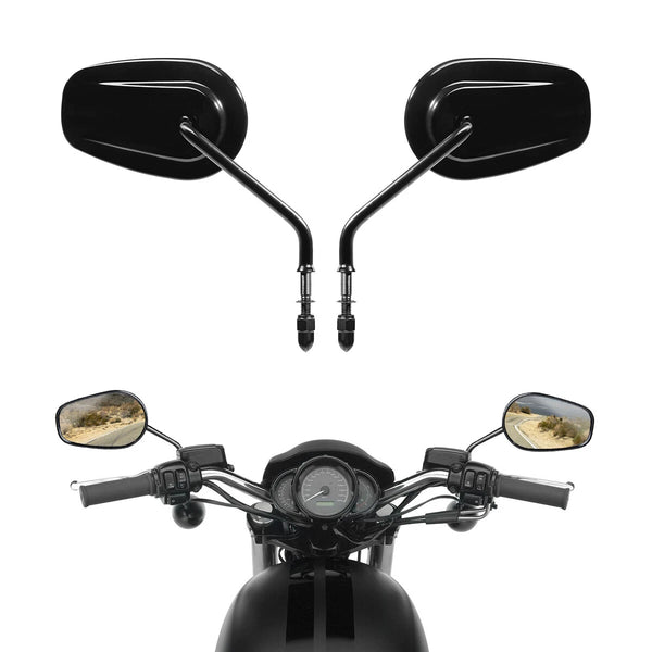 Black Rear View Side Mirrors Fit For Harley Road King Touring XL 883 Sportster