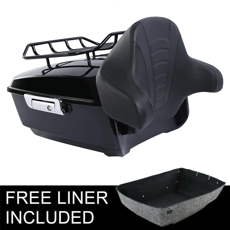 King Trunk Top Luggage Rack Backrest Fit For Harley Touring Road Glide 2014-2026