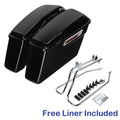 Black Hard Saddlebag w/Chrome Conversion Kit Fit For Harley Softail Fatboy 84-17