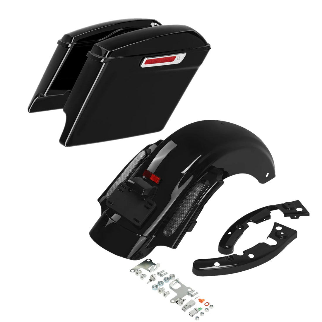 5" Stretched Saddlebags Saddle Bags Rear Fender Fit For Harley Road King 09-13