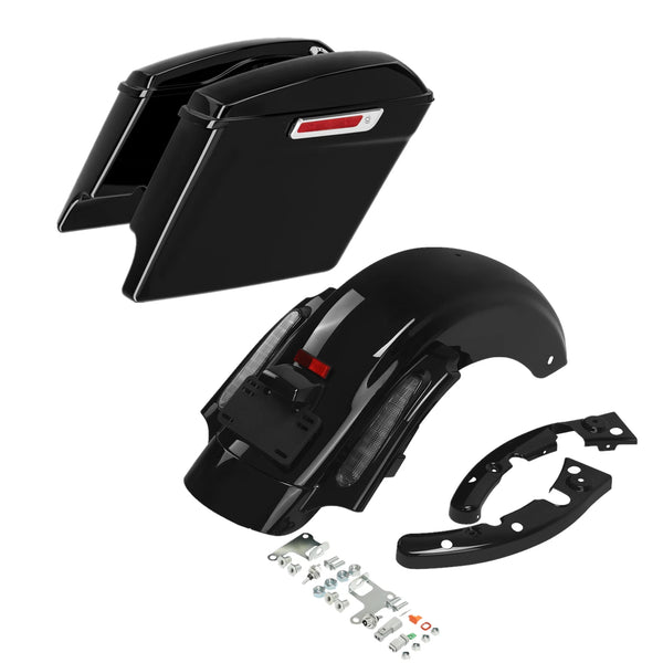 5" Stretched Saddlebags Saddle Bags Rear Fender Fit For Harley Road King 09-13