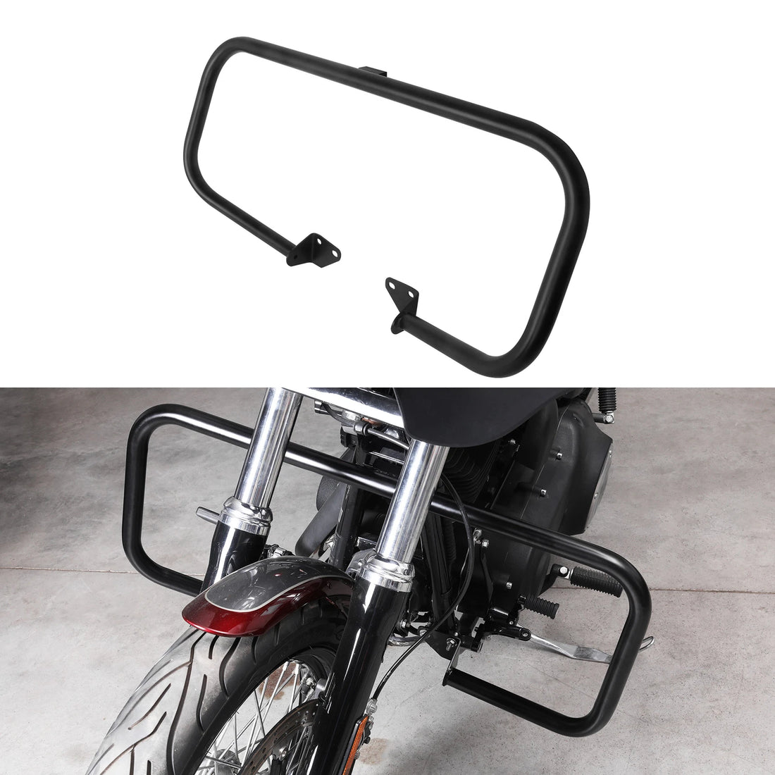 Black Engine Guard Highway Crash Bar Fit For Harley Dyna Fat Bob Low Rider 06-17