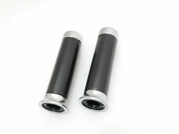 Fit For Vespa PX LML Black Handle Bar Grips With Chrome Caps
