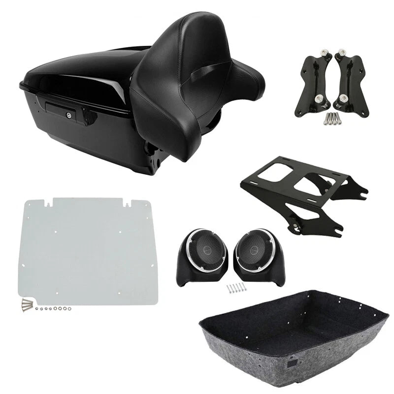King Trunk Speakers Backrest Mount Rack Docking Kit Fit For Harley Touring 14-26