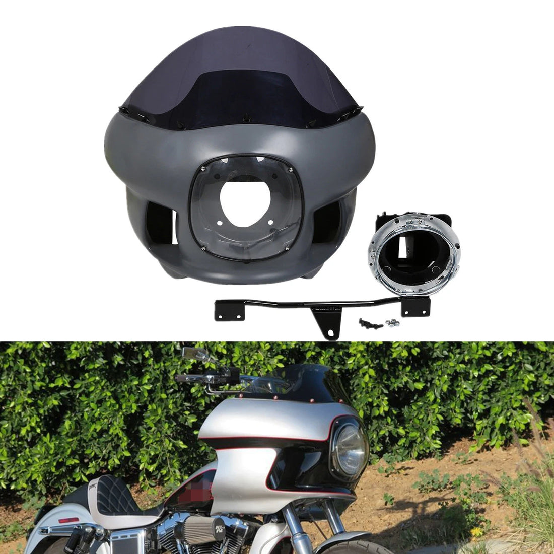 7" Headlight Upper Fairing Cowl Mount Fit For Harley Dyna Street Bob Wide Glide