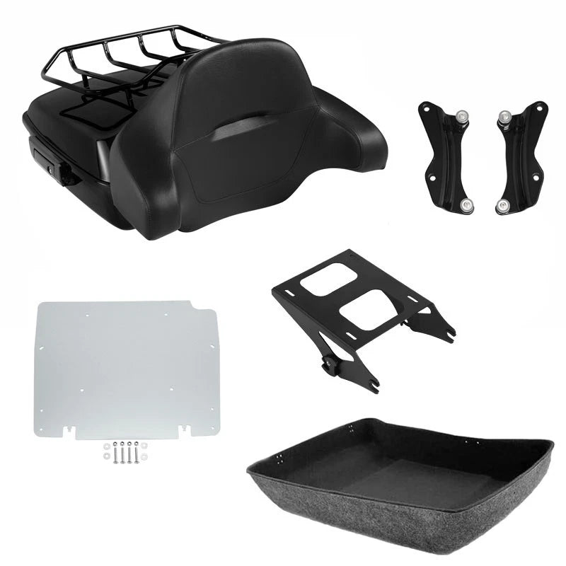 Chopped Trunk Backrest Pad Mounting Rack Docking Fit For Harley Road Glide 14-26