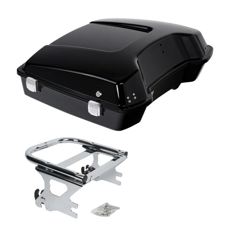 Razor Trunk w/ Two Up Chrome Mount Rack Fits For Harley Touring 97-2008