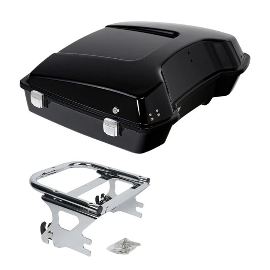 Razor Trunk w/ Two Up Chrome Mount Rack Fits For Harley Touring 97-2008