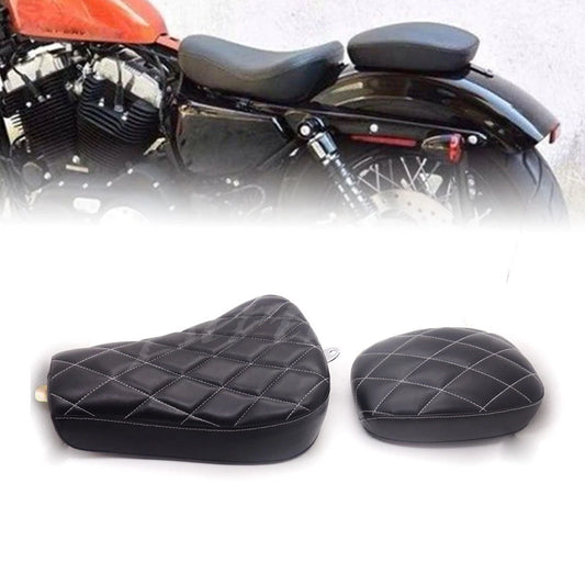Front Diamond Driver Solo Seat &Rear Passenger Pad For Harley Sportster 1200 883