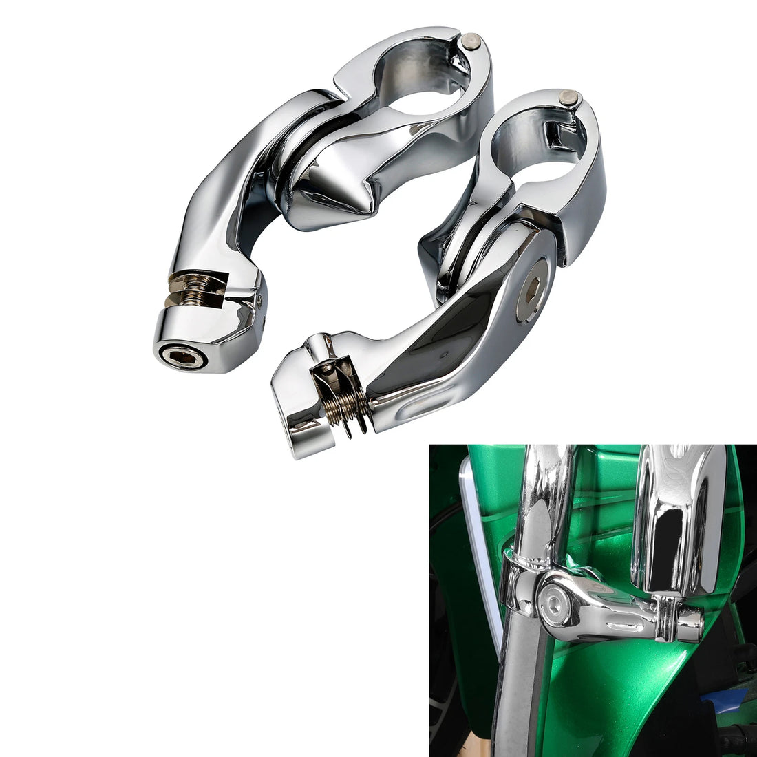 32mm Chrome Short Angled Adjustable Highway Peg Mount Kit Fit For Harley Yamaha
