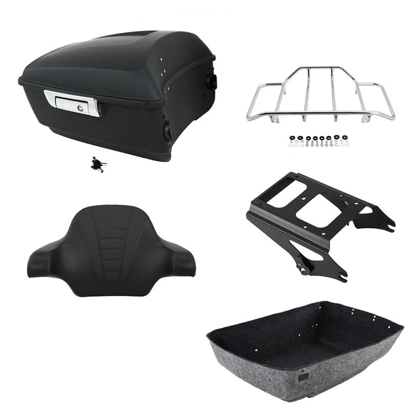 Matte King Trunk Backrest Rack Mount Fit For Harley Touring Glide 2009-2013