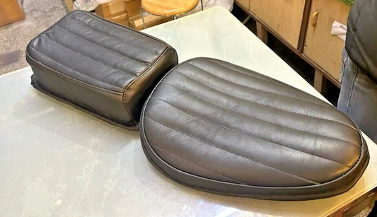 Tuck And Roll Bates Style Seat For Motorcycles Real Leather Black + Pad @vd