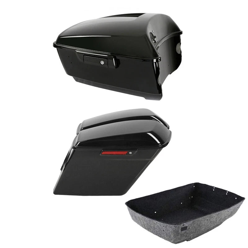 Black King Trunk Stretched Saddlebags Fit For Harley Touring 14-23