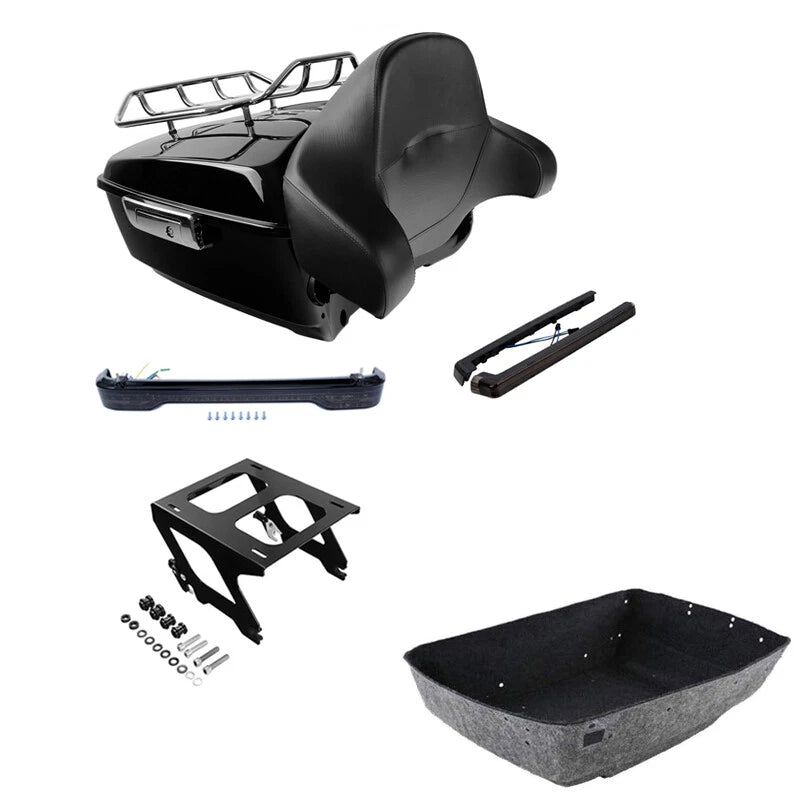 King Trunk Backrest Rack Lights Solo Mount Fit For Harley Softail 2018-2025